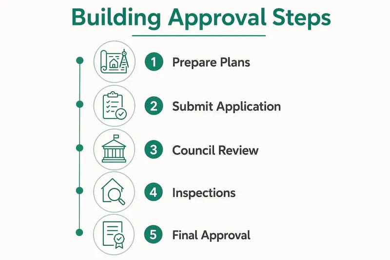 Infographic showing building approval process steps