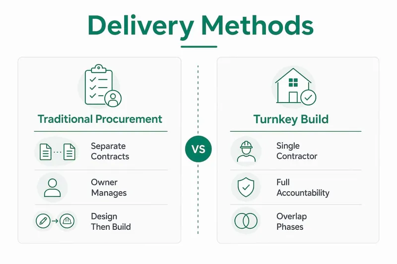Infographic comparing traditional procurement and turnkey build