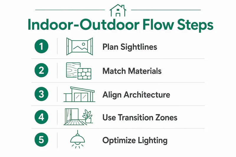 Infographic illustrating steps for indoor-outdoor design continuity