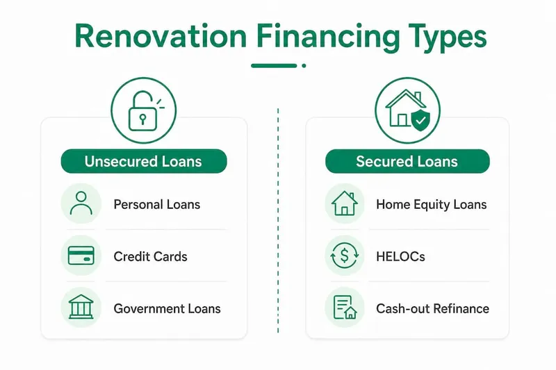 Infographic comparing secured and unsecured renovation loans