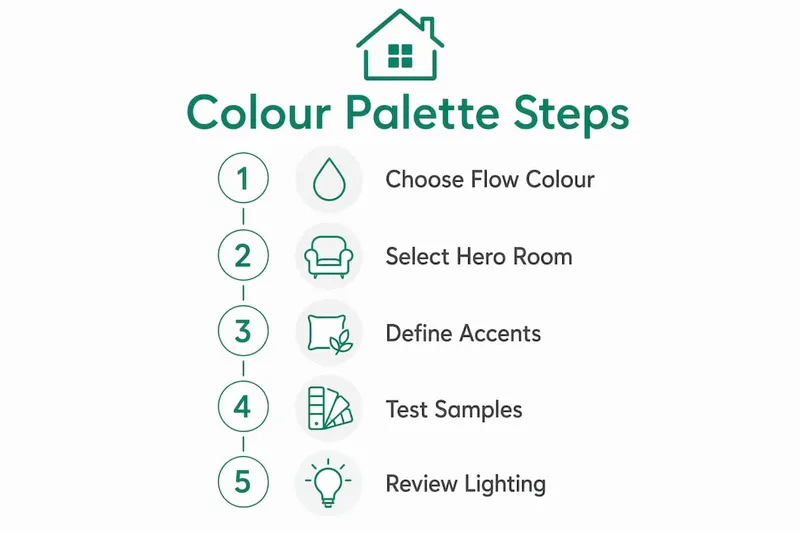 Infographic outlining steps to develop colour palette