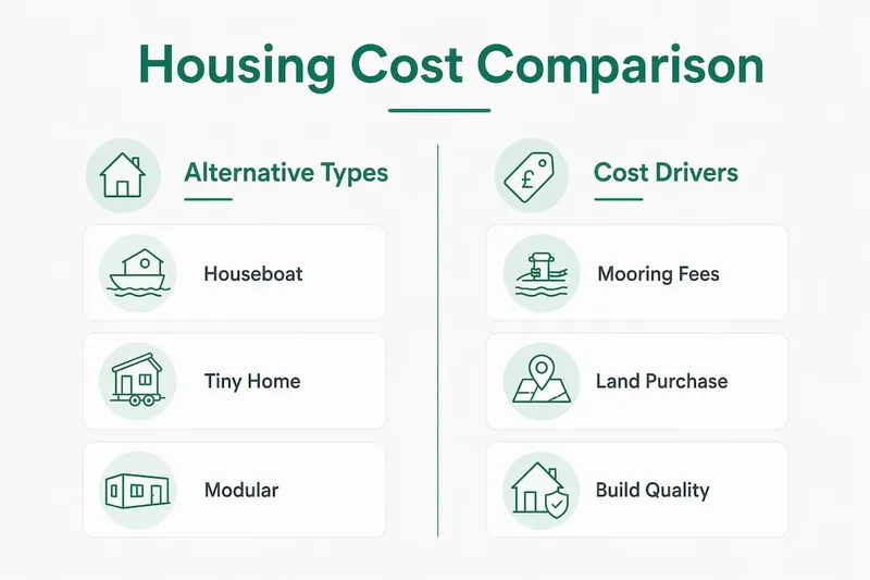 Infographic comparing costs of UK alternative housing types