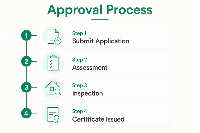 Infographic showing building regulations approval steps in the UK