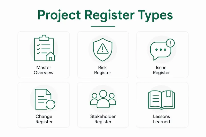 Infographic showing types of project registers