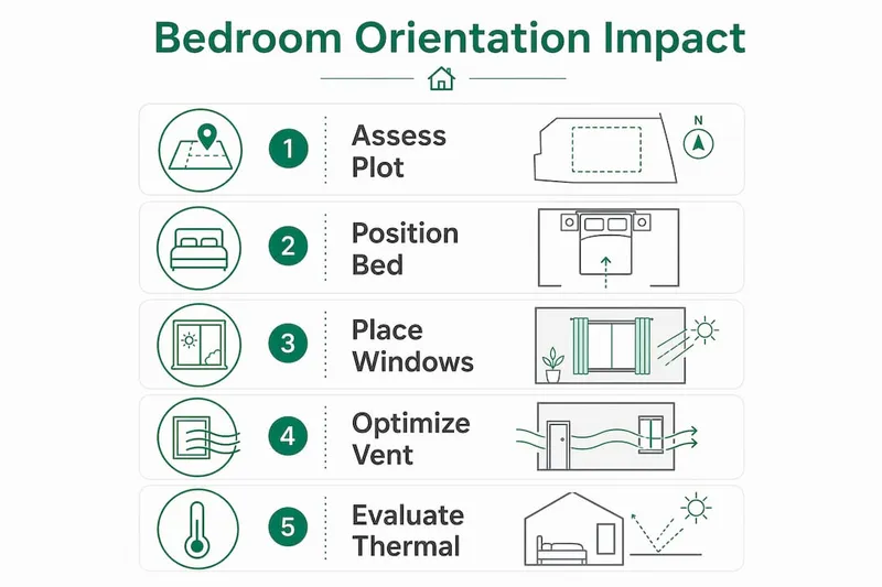Infographic illustrating bedroom orientation steps impacting comfort