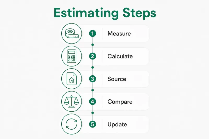 Infographic showing step-by-step material estimating process