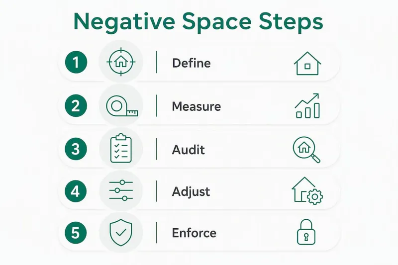 Infographic illustrating steps to manage negative space