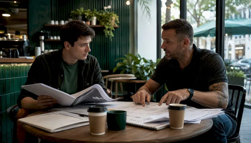 Builder and contractor discussing project details
