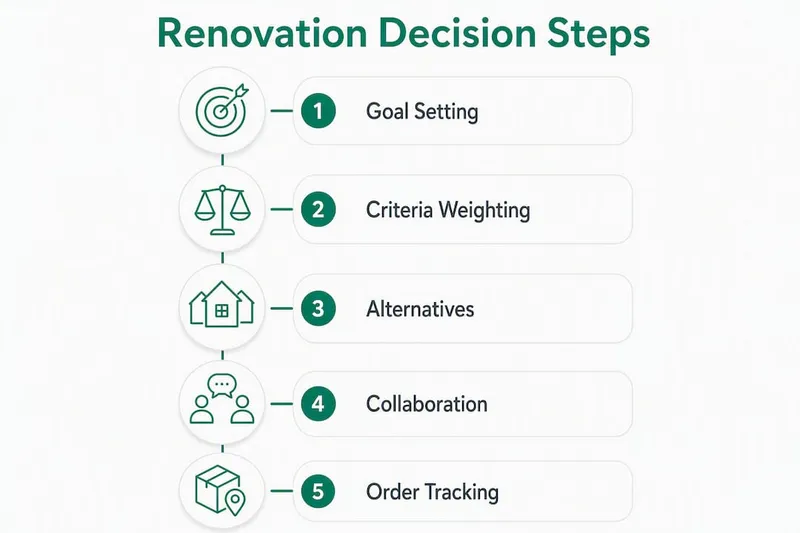 Infographic illustrating renovation decision steps