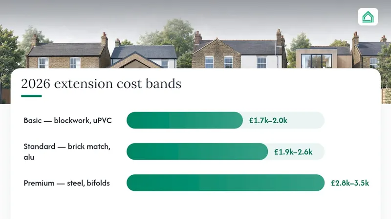 Diagram of UK house extension cost bands