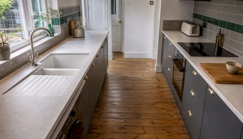 UK galley kitchen aisle clearance space