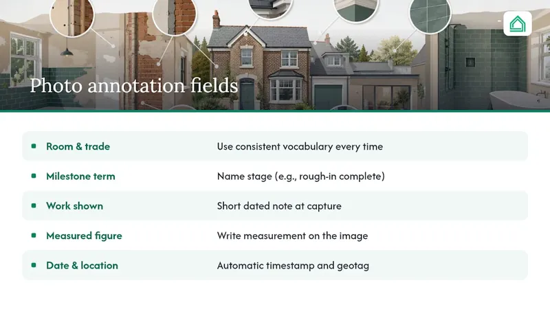 Key fields for annotating renovation photos