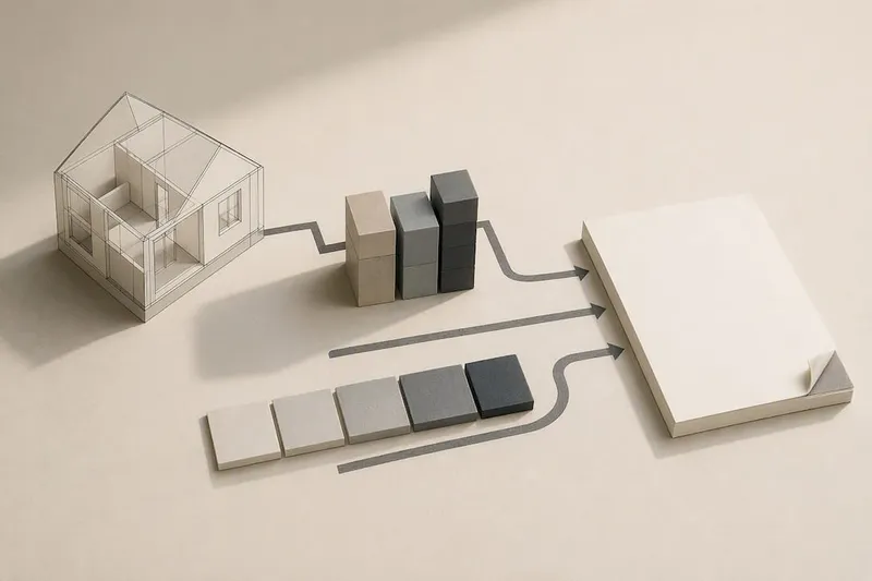 Illustration showing renovation inputs converging into quote
