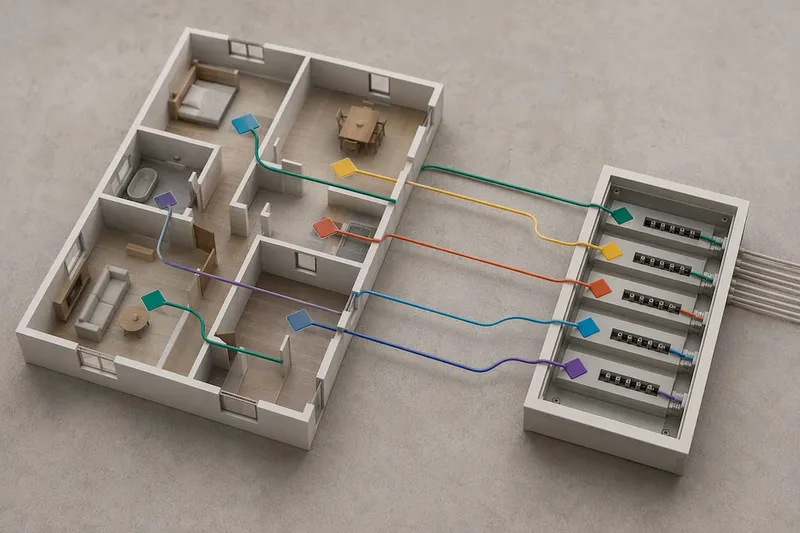Isometric illustration of labeled cable endpoints