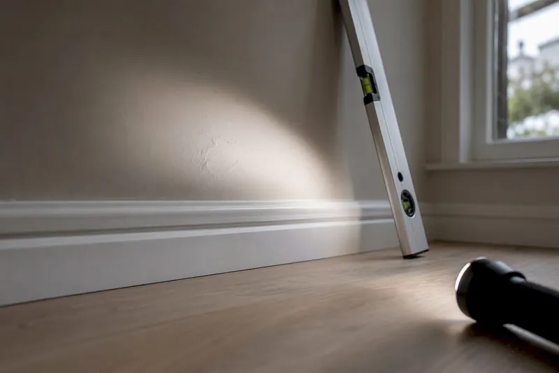 Raking torchlight revealing plaster defects