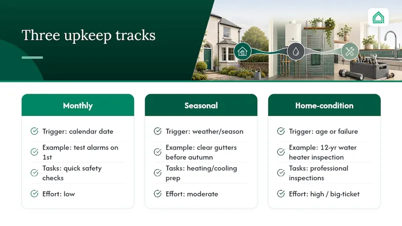 Three home maintenance scheduling layers