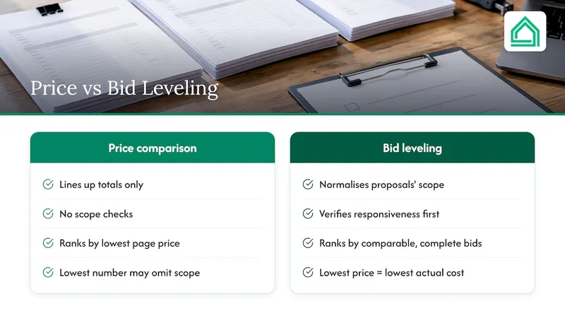 What is bid leveling in construction? — overview diagram
