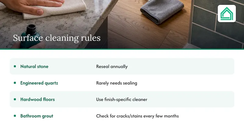 Comparison of maintenance rules for renovated surfaces