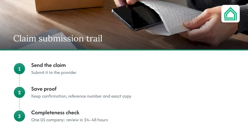 Claim submission, saved proof and initial review