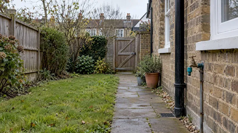 UK rental garden gate path and outside tap